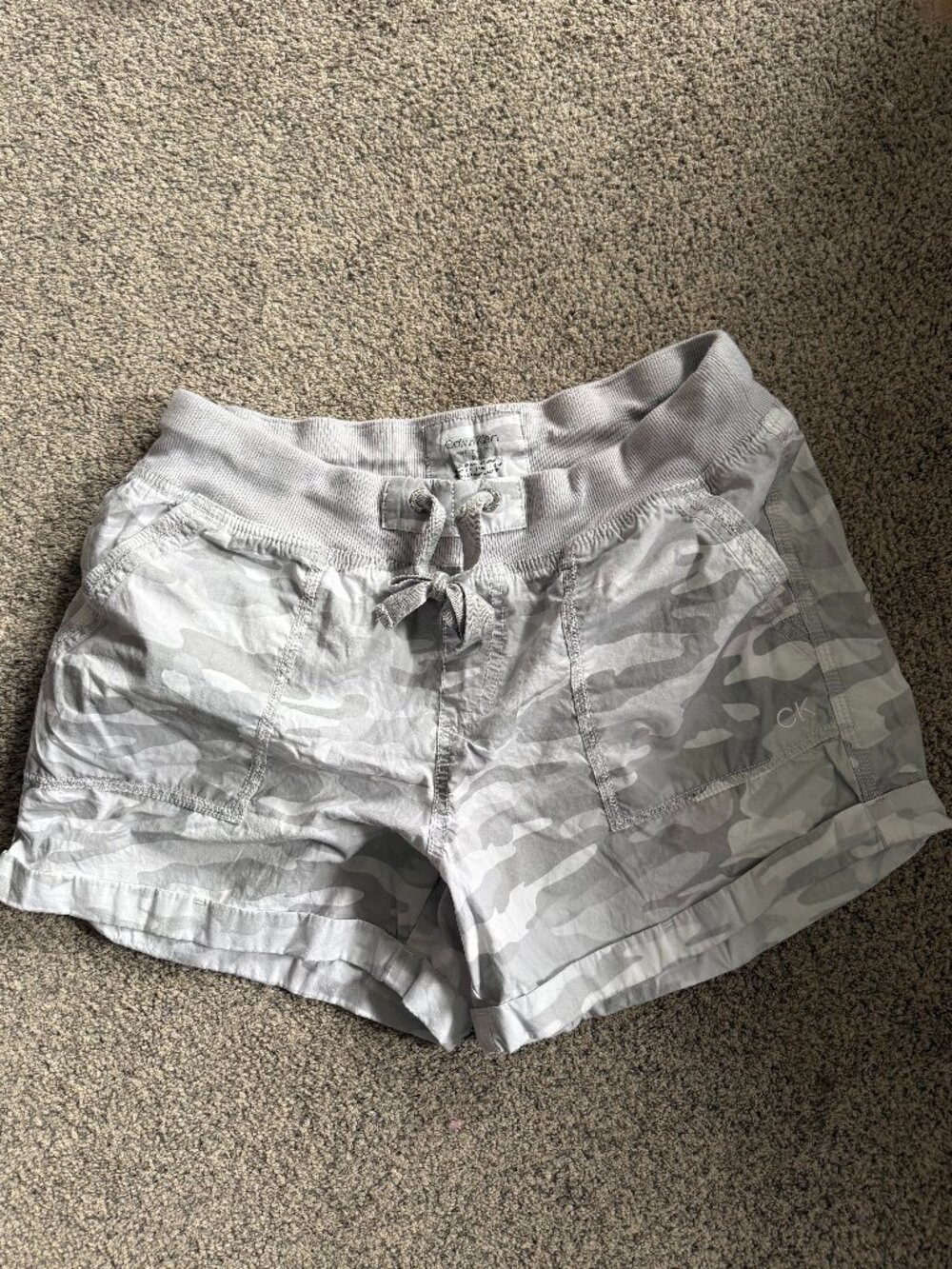 Calvin Klein Gray Camo Drawstring Shorts